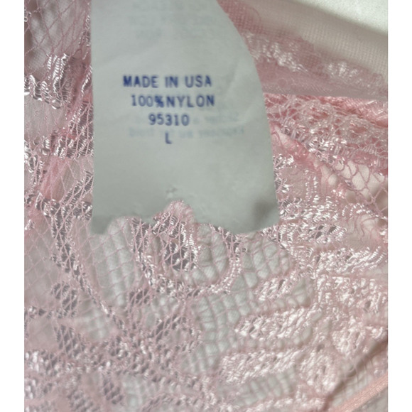 VTG Undercover Wear Nightgown Slip Maxi Dress Womens L Pink Flowy Lace Sheer USA - Picture 12 of 12